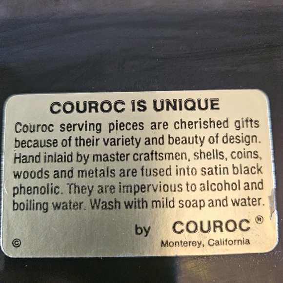 Couroc of Monterey Vintage 10.5" Owl Tray With Label - Picture 8 of 9